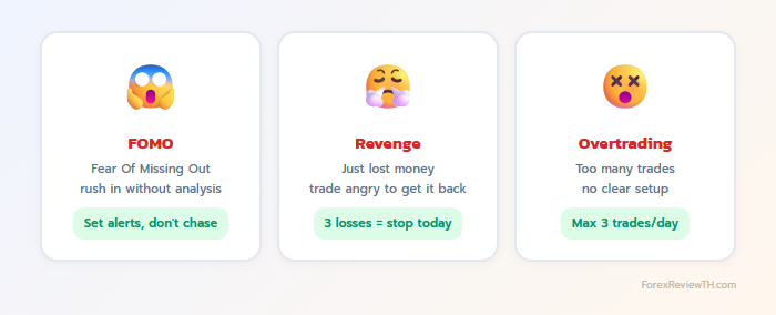 3 กับดักอารมณ์ในการเทรด: FOMO, Revenge Trading, Overtrading พร้อมวิธีแก้